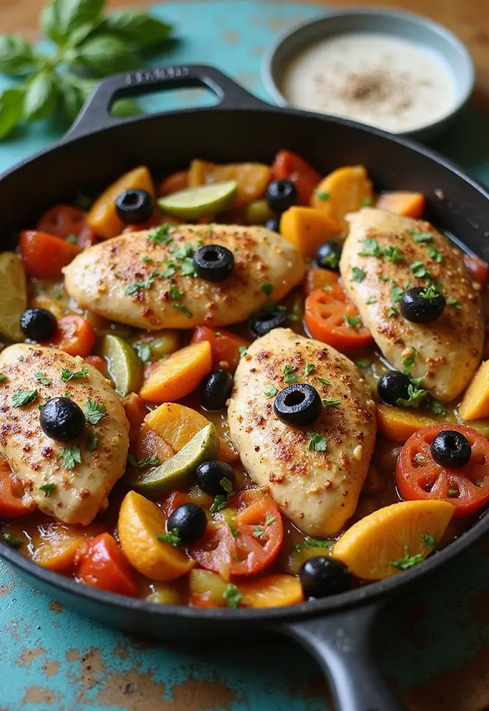 27 Easy Chicken Dinner Recipes Healthy & Full of Protein - 4. Mediterranean Chicken Skillet