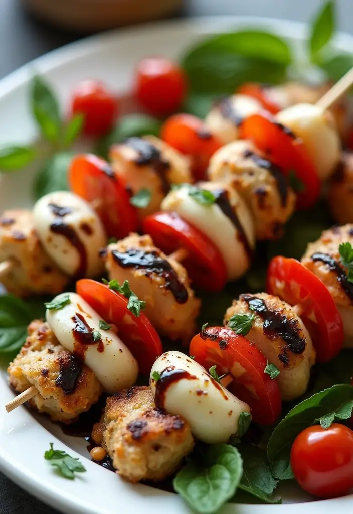 27 Keto Shredded Chicken Recipes That Are Perfect for Meal Prep 13 27 Keto Shredded Chicken Recipes That Are Perfect for Meal Prep - 12. Chicken Caprese Skewers