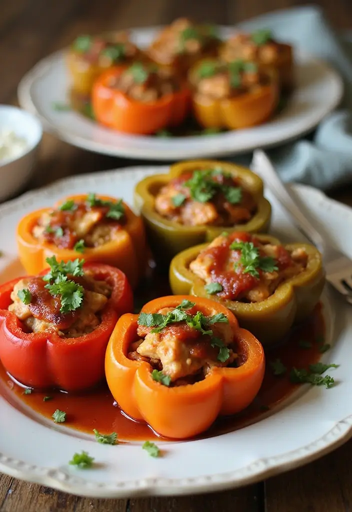27 Keto Shredded Chicken Recipes That Are Perfect for Meal Prep 18 27 Keto Shredded Chicken Recipes That Are Perfect for Meal Prep - 17. BBQ Chicken Stuffed Peppers