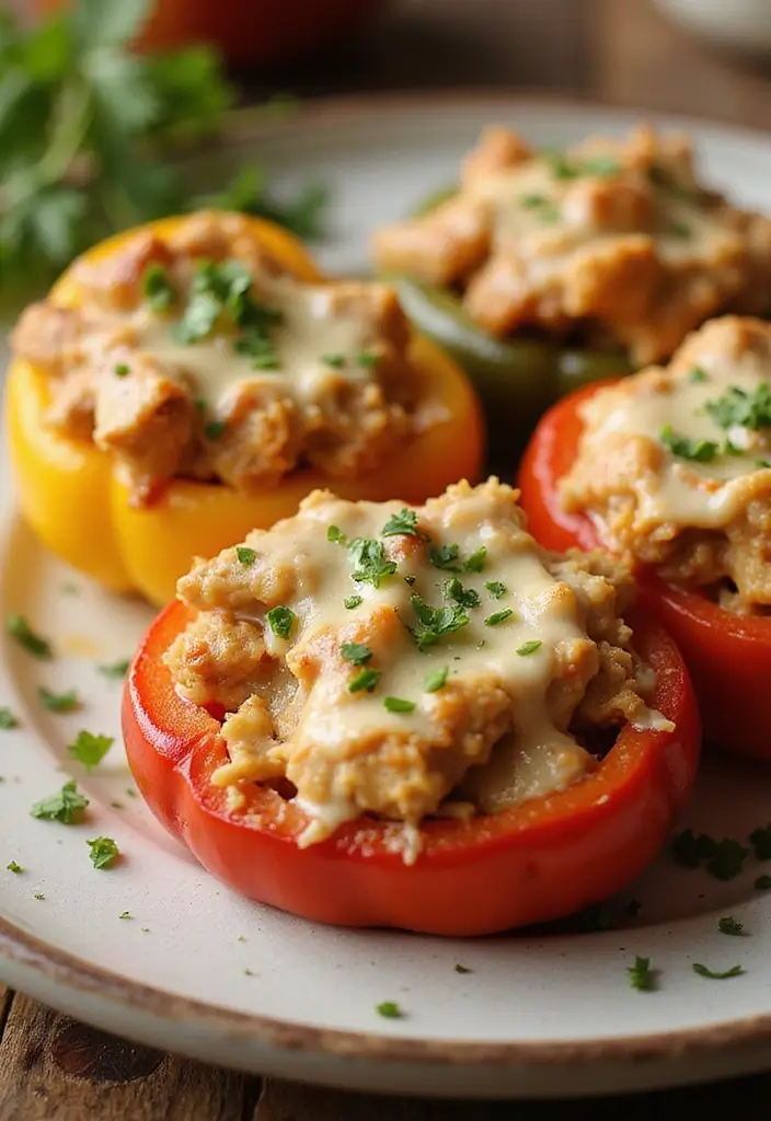 27 Keto Shredded Chicken Recipes That Are Perfect for Meal Prep 26 27 Keto Shredded Chicken Recipes That Are Perfect for Meal Prep - 25. Chicken Alfredo Stuffed Peppers