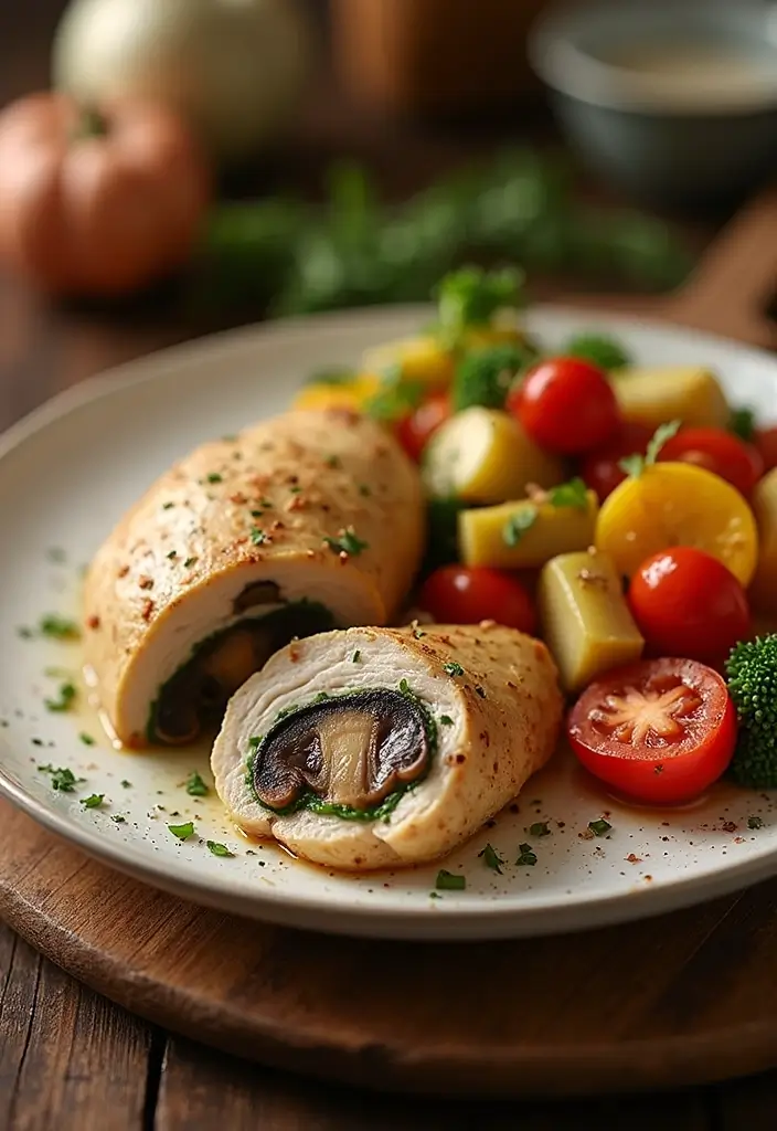 27 Mushroom Stuffed Chicken Breast Recipes That Feel Fancy Yet Easy - 16. Mushroom-Stuffed Chicken with Roasted Vegetables