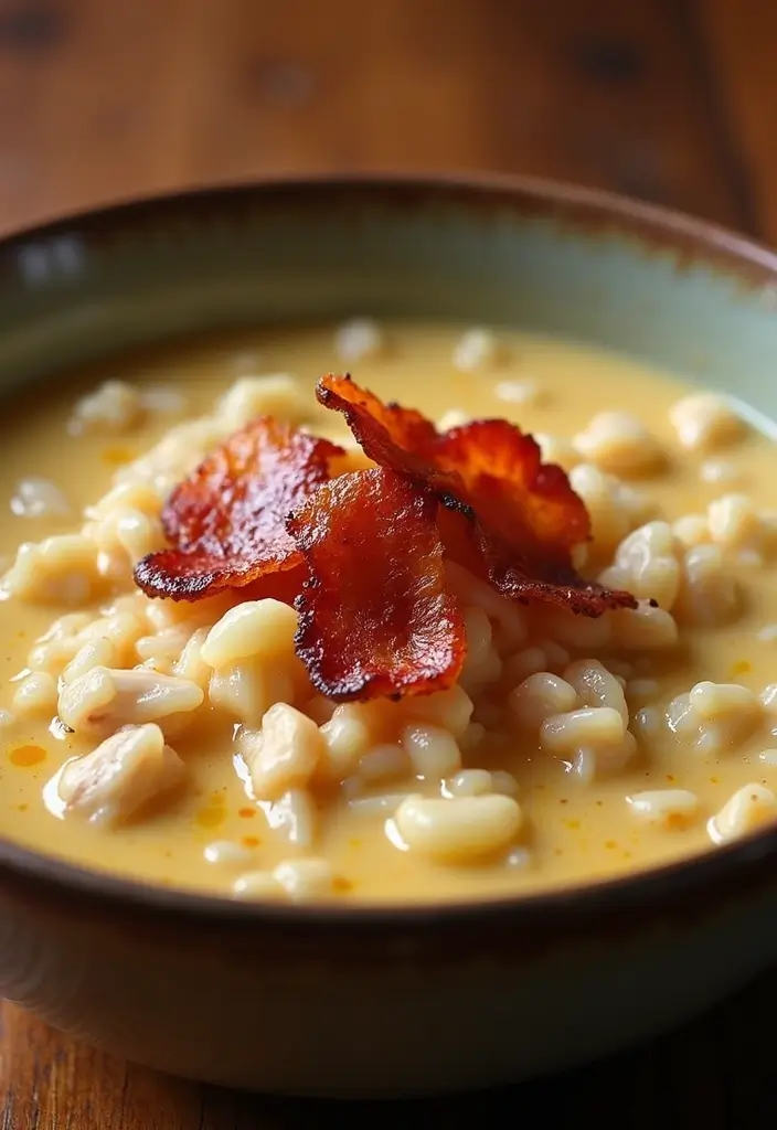 28 Creamy Chicken and Rice Soup Recipes That Are Silky & Delicious - 25. Creamy Chicken and Rice Soup with Bacon