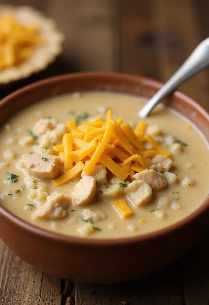 28 Creamy Chicken and Rice Soup Recipes That Are Silky & Delicious - 27. Creamy Chicken and Rice Soup with Cheddar