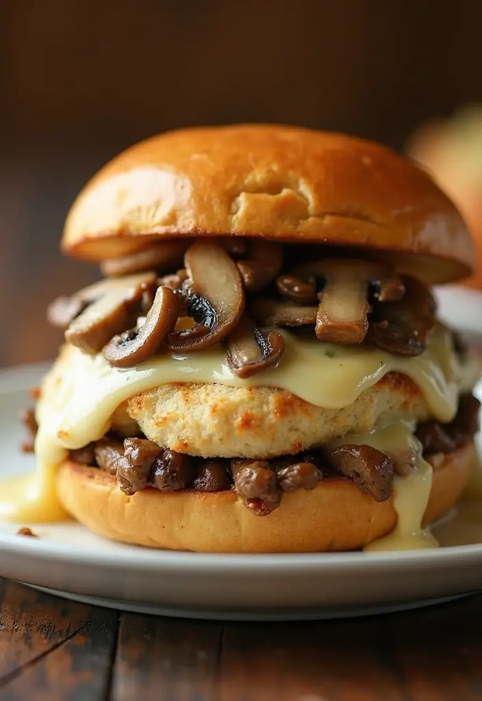 29 Baked Chicken Sandwich Recipes That Are Crispy & Filling - 15. Mushroom Swiss Baked Chicken Sandwich