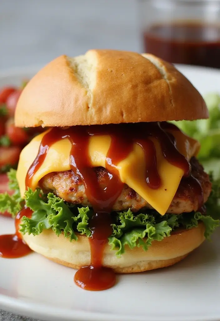 29 Cheddar Ranch Chicken Burgers That Are Juicy & Tangy 20 29 Cheddar Ranch Chicken Burgers That Are Juicy & Tangy - 19. Cheddar Ranch Chicken Burgers with BBQ Sauce