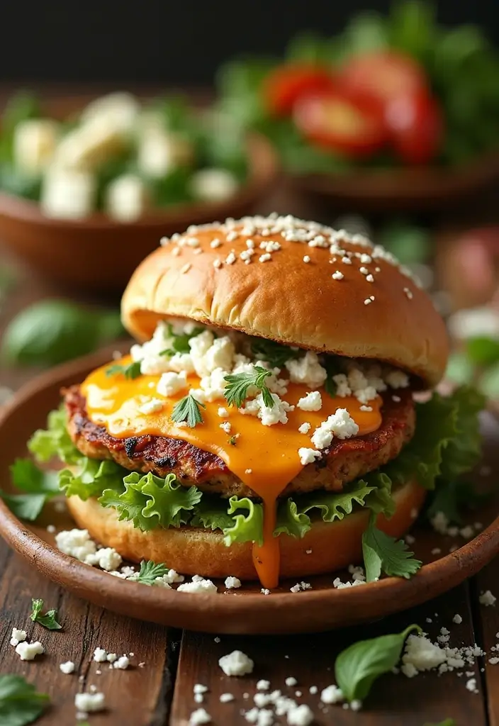 29 Cheddar Ranch Chicken Burgers That Are Juicy & Tangy 21 29 Cheddar Ranch Chicken Burgers That Are Juicy & Tangy - 20. Cheddar Ranch Chicken Burgers with Feta Cheese
