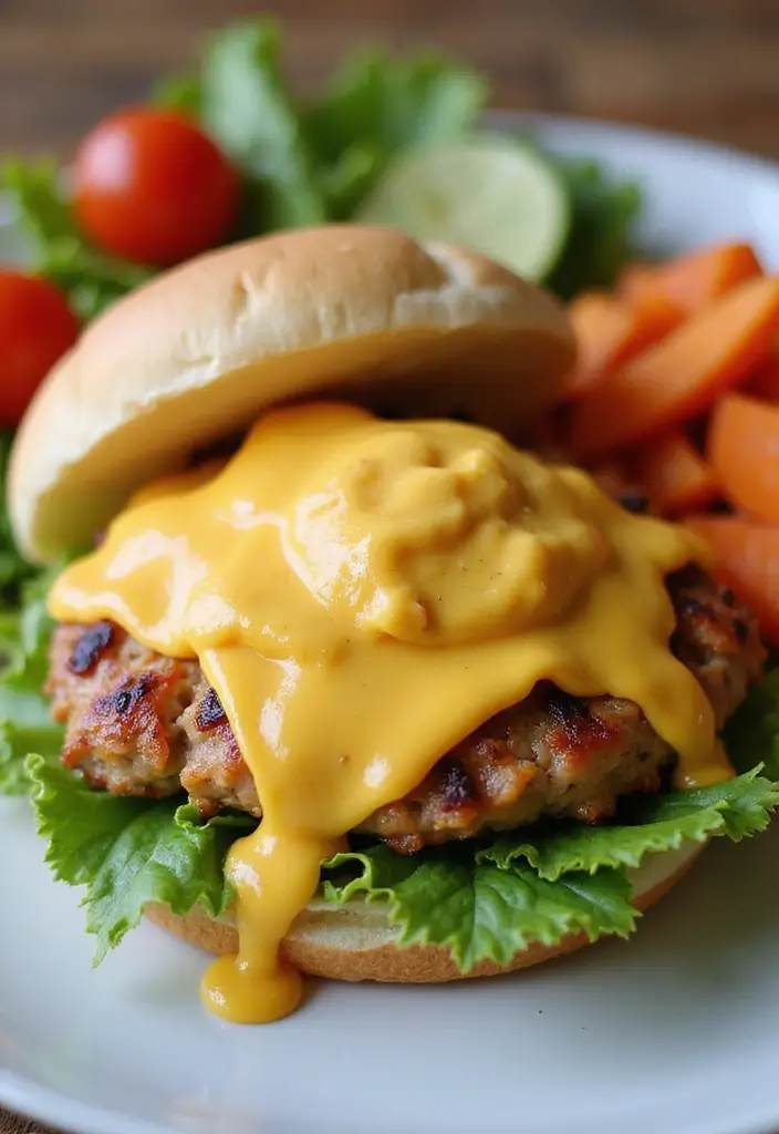 29 Cheddar Ranch Chicken Burgers That Are Juicy & Tangy 30 29 Cheddar Ranch Chicken Burgers That Are Juicy & Tangy - 29. Cheddar Ranch Chicken Burgers with Honey Mustard