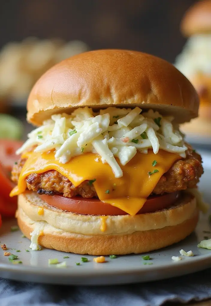 29 Cheddar Ranch Chicken Burgers That Are Juicy & Tangy 10 29 Cheddar Ranch Chicken Burgers That Are Juicy & Tangy - 9. Cheddar Ranch Chicken Burgers with Coleslaw