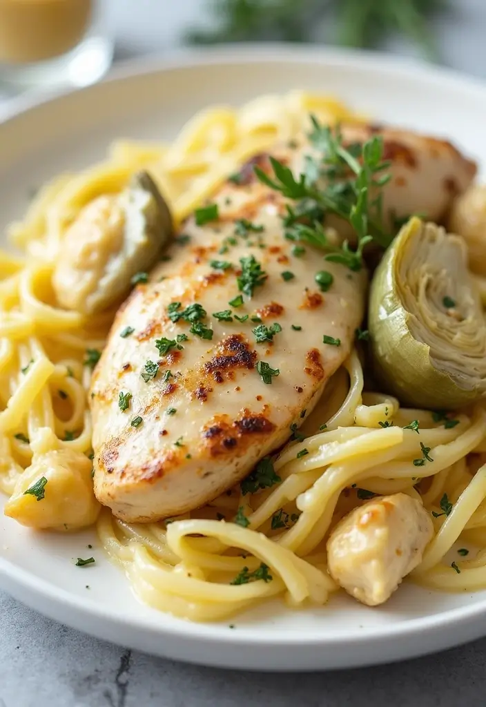 29 Chicken Alfredo Pasta Recipes Easy Enough for Weeknights - 17. Chicken Alfredo with Artichokes