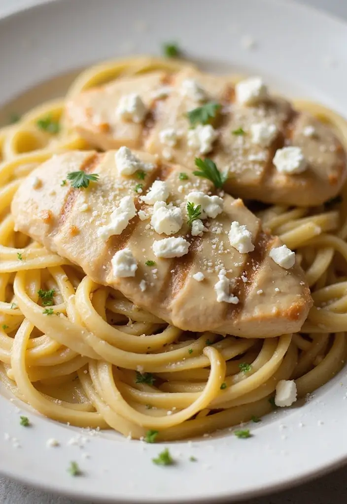 29 Chicken Alfredo Pasta Recipes Easy Enough for Weeknights - 28. Chicken Alfredo with Feta Cheese