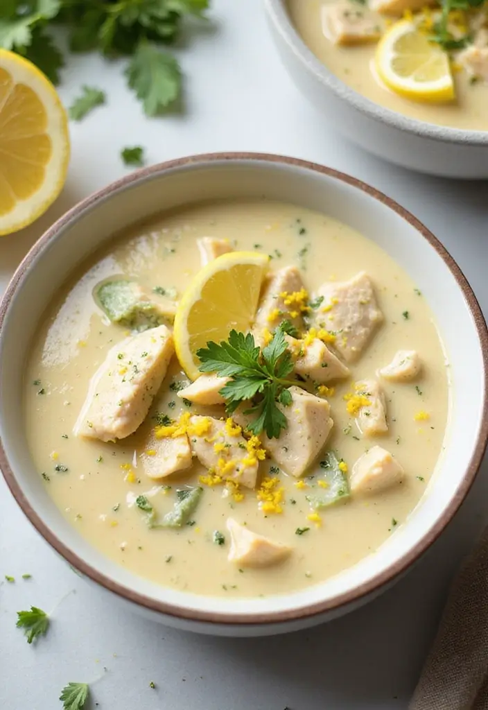 29 Crockpot Creamy Chicken Parmesan Soup Recipes That Are Rich & Smooth - 3. Lemon Herb Crockpot Creamy Chicken Soup