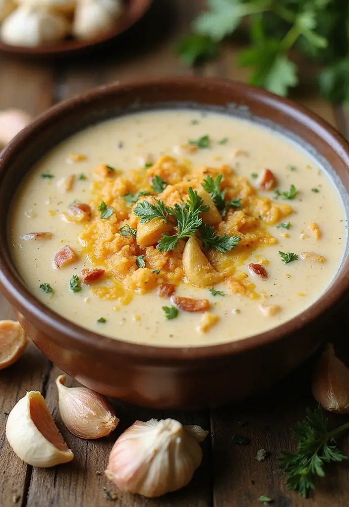 29 Crockpot Creamy Chicken Parmesan Soup Recipes That Are Rich & Smooth - 8. Roasted Garlic Creamy Chicken Parmesan Soup