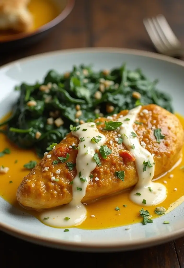 29 Smothered Chicken with Creamed Spinach Recipes That Are Rich & Comforting 19 29 Smothered Chicken with Creamed Spinach Recipes That Are Rich & Comforting - 18. Savory Coconut Curry Smothered Chicken