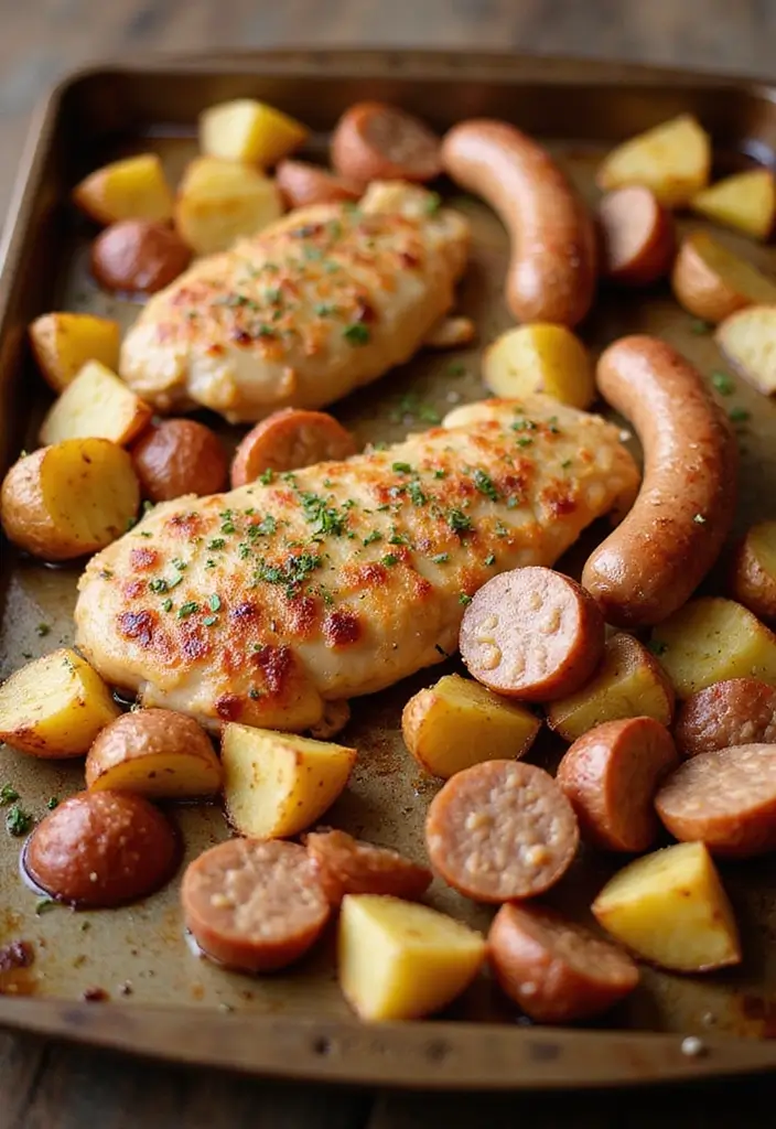 30 Chicken Sausage Sheet Pan Recipes That Make Dinner Easy - 13. Chicken Sausage and Potato Bake