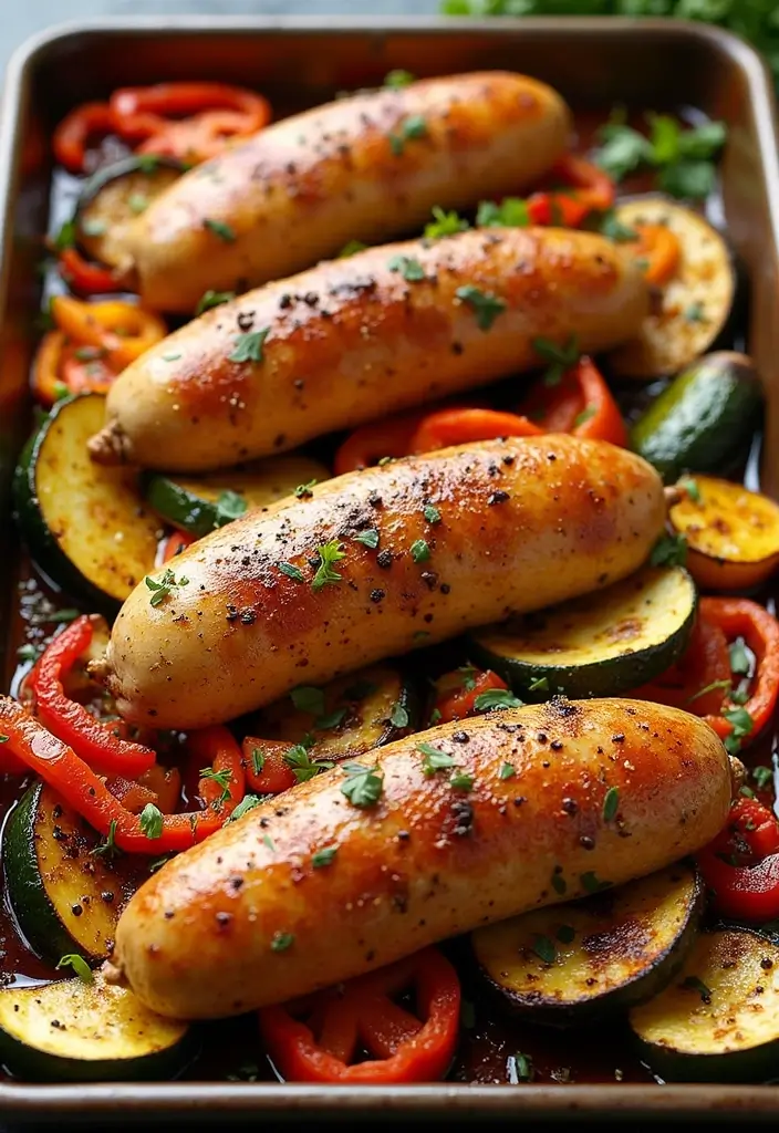 30 Chicken Sausage Sheet Pan Recipes That Make Dinner Easy - 18. Chicken Sausage with Ratatouille Veggies