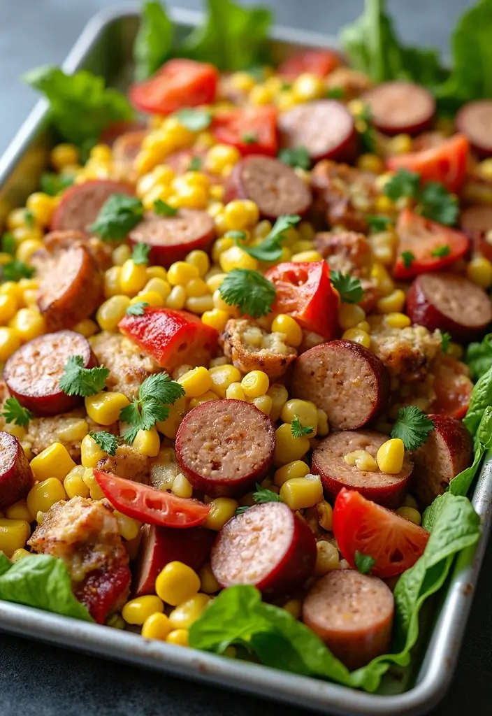 30 Chicken Sausage Sheet Pan Recipes That Make Dinner Easy - 22. Chicken Sausage and Corn Salad