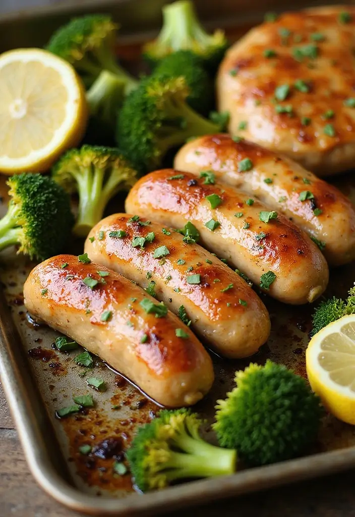 30 Chicken Sausage Sheet Pan Recipes That Make Dinner Easy - 9. Lemon Pepper Chicken Sausage with Broccoli