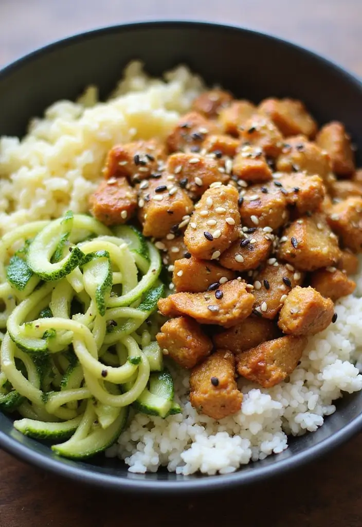 30 Ground Chicken and Rice Recipes That Are Protein-Packed & Easy - 28. Ground Chicken and Rice Zoodle Bowl