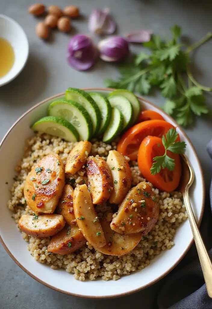30 Honey Garlic Chicken and Rice Recipes That Are Simple & Addictive 15 30 Honey Garlic Chicken and Rice Recipes That Are Simple & Addictive - 14. Honey Garlic Chicken and Quinoa Bowl