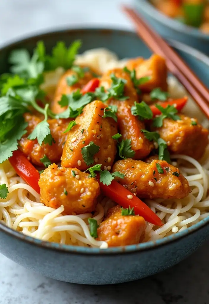 30 Honey Garlic Chicken and Rice Recipes That Are Simple & Addictive 20 30 Honey Garlic Chicken and Rice Recipes That Are Simple & Addictive - 19. Honey Garlic Chicken and Rice Noodle Stir-Fry