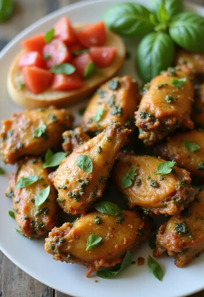 30 Sauce for Chicken Wings Recipes That Are Bold & Sticky - 10. Pesto Chicken Wings