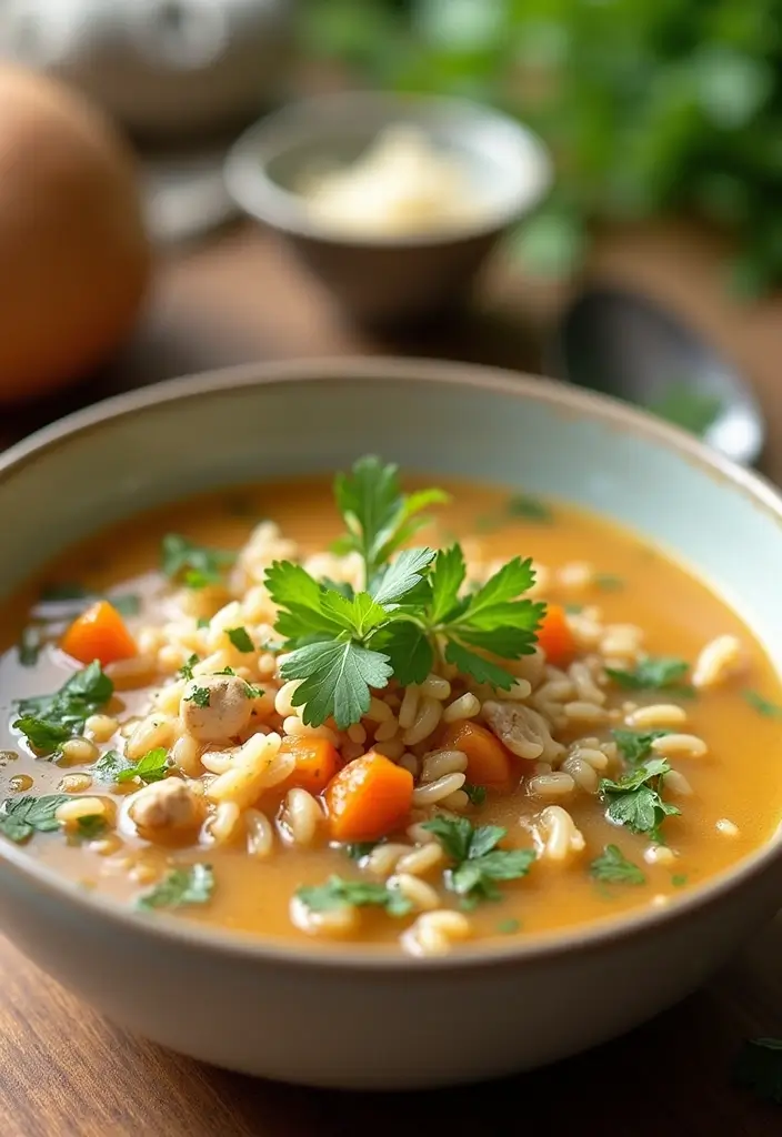 30 Soup with Rotisserie Chicken Recipes That Feel Cozy & Nourishing 19 30 Soup with Rotisserie Chicken Recipes That Feel Cozy & Nourishing - 18. Herbed Chicken and Rice Soup