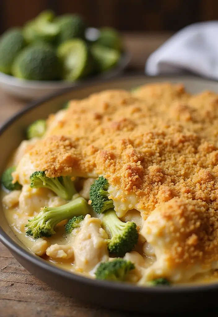 27 Broccoli and Chicken Casserole Recipes That Feel Like Home - 9. Broccoli Cheddar Chicken Casserole with Breadcrumb Topping