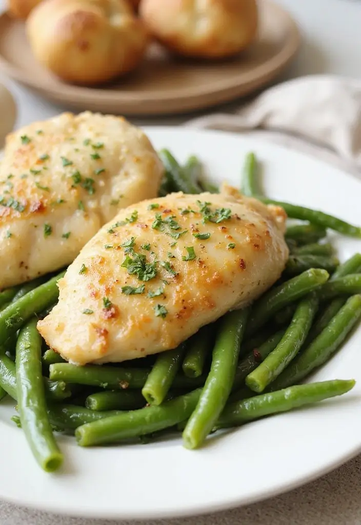 27 Easy Chicken Dinner Recipes Healthy & Full of Protein - 8. Garlic Butter Chicken with Green Beans