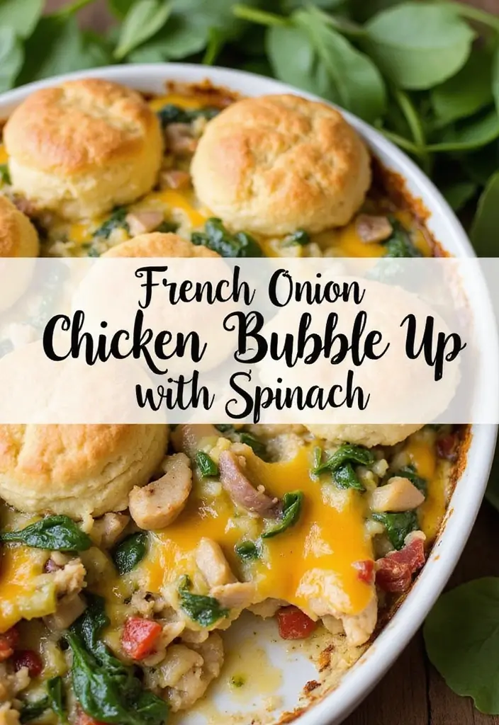 27 French Onion Chicken Bubble Up Recipes That Are Creative & Fun - 2. French Onion Chicken Bubble Up with Spinach