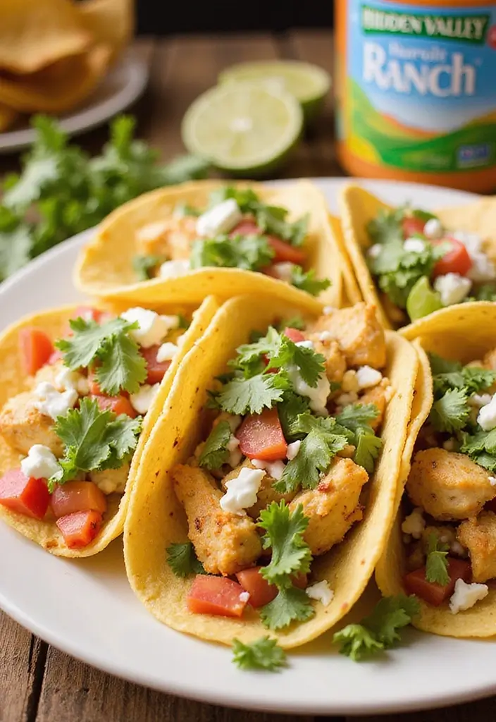 27 Hidden Valley Ranch Chicken Recipes That Are Creamy & Easy - 3. Hidden Valley Ranch Chicken Tacos