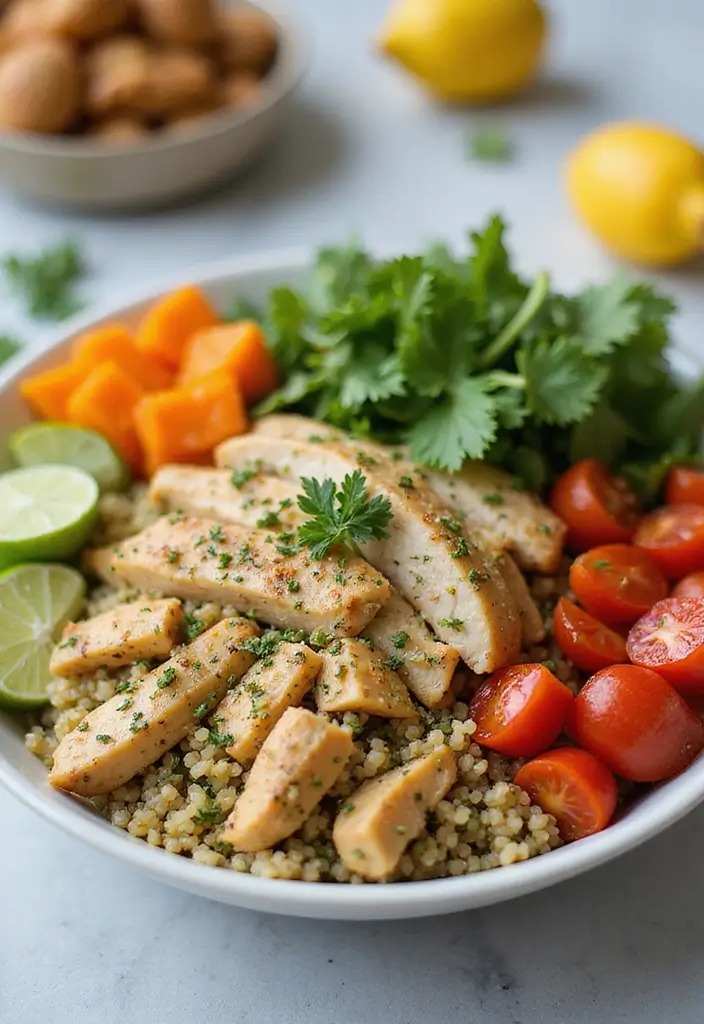 27 Keto Shredded Chicken Recipes That Are Perfect for Meal Prep 22 27 Keto Shredded Chicken Recipes That Are Perfect for Meal Prep - 21. Herbed Chicken Quinoa Bowls