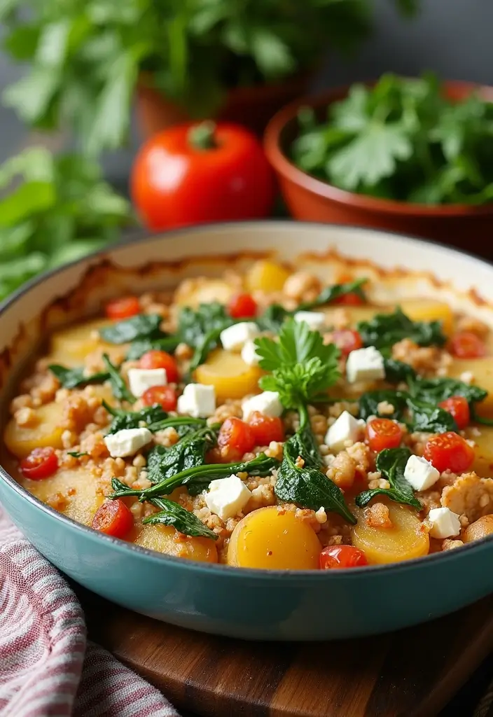 27 Loaded Chicken and Potato Casserole Recipes That Are Cheesy Comfort 21 27 Loaded Chicken and Potato Casserole Recipes That Are Cheesy Comfort - 20. Chicken and Potato Casserole with Spinach and Feta