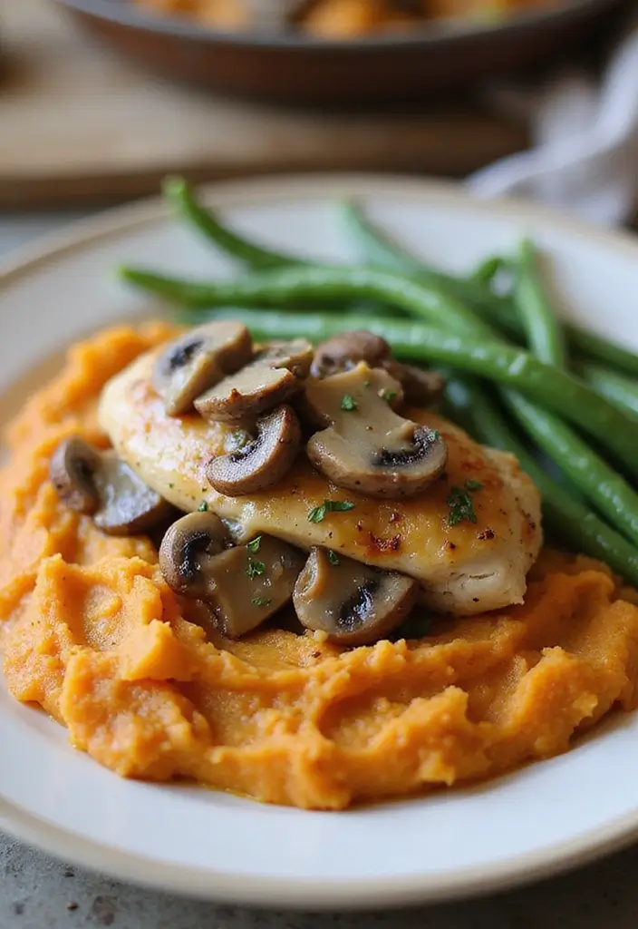 27 Mushroom Stuffed Chicken Breast Recipes That Feel Fancy Yet Easy - 21. Mushroom-Stuffed Chicken with Sweet Potato Mash