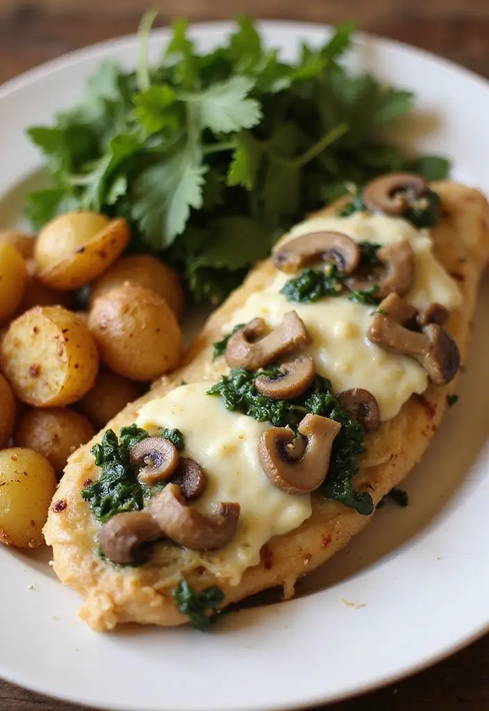 27 Mushroom Stuffed Chicken Breast Recipes That Feel Fancy Yet Easy - 24. Mushroom, Spinach, and Cheese Stuffed Chicken