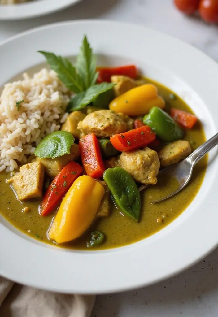 27 Thai Green Curry Chicken Recipes That Are Bold & Delicious - 11. Thai Green Curry Chicken with Bell Peppers