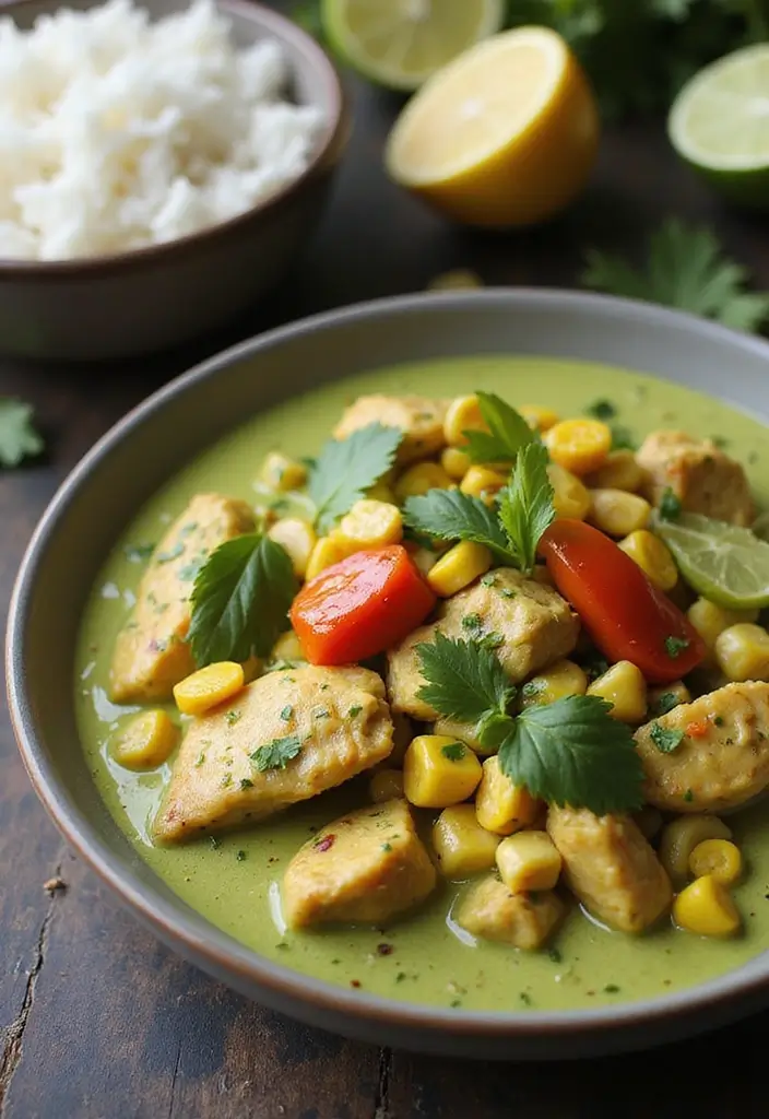 27 Thai Green Curry Chicken Recipes That Are Bold & Delicious - 14. Thai Green Curry Chicken with Corn