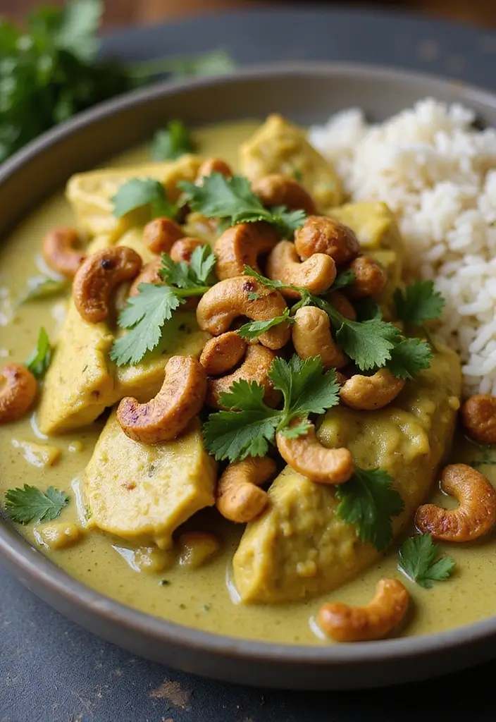 27 Thai Green Curry Chicken Recipes That Are Bold & Delicious - 18. Thai Green Curry Chicken with Cashews