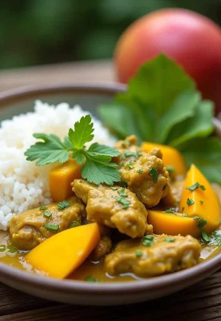 27 Thai Green Curry Chicken Recipes That Are Bold & Delicious - 19. Thai Green Curry Chicken with Mango