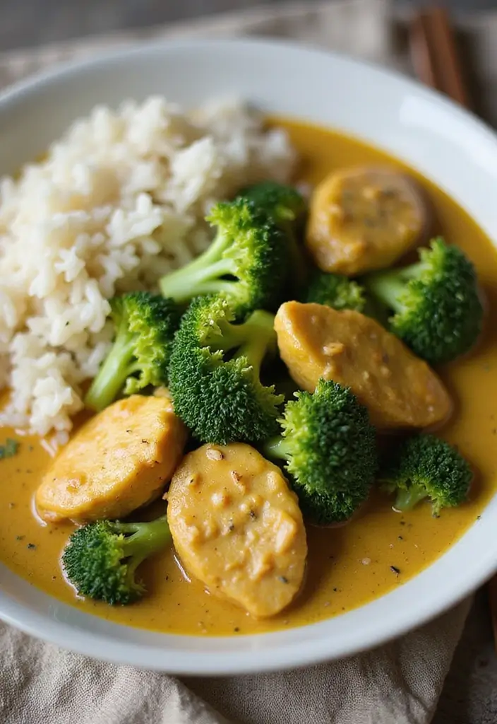 27 Thai Green Curry Chicken Recipes That Are Bold & Delicious - 7. Thai Green Curry Chicken with Broccoli