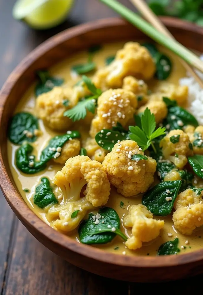 27 Thai Green Curry Chicken Recipes That Are Bold & Delicious - 9. Thai Green Curry Chicken with Cauliflower