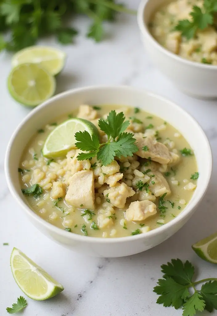 28 Creamy Chicken and Rice Soup Recipes That Are Silky & Delicious - 11. Creamy Cilantro Lime Chicken and Rice Soup