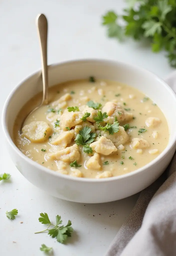 28 Creamy Chicken and Rice Soup Recipes That Are Silky & Delicious - 12. Creamy Cauliflower Chicken and Rice Soup
