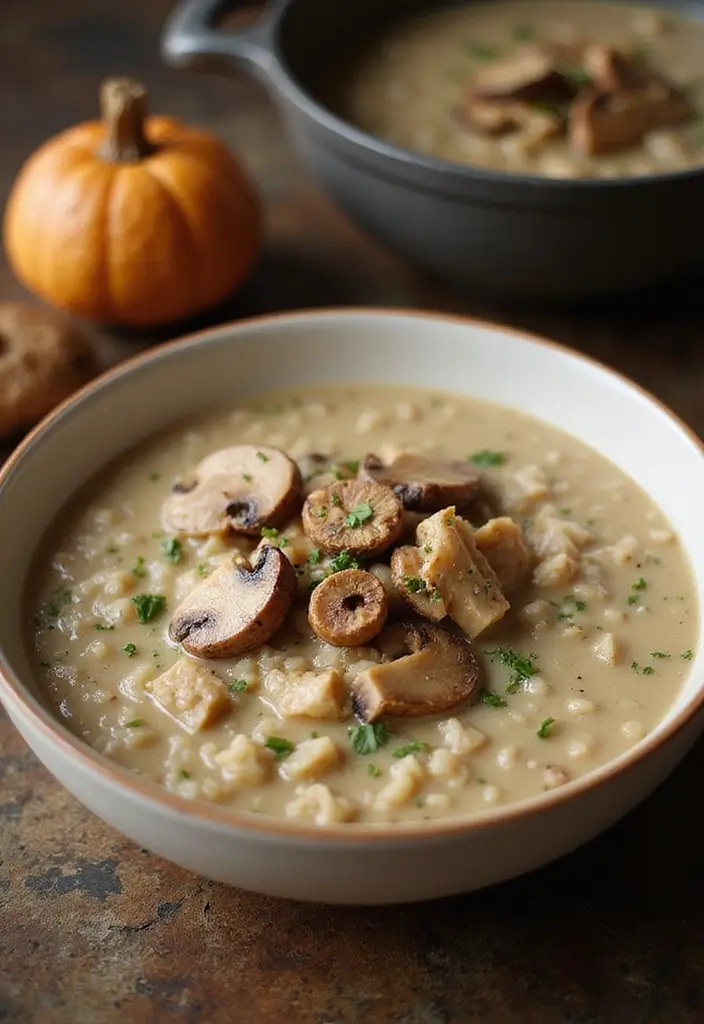 28 Creamy Chicken and Rice Soup Recipes That Are Silky & Delicious - 3. Creamy Mushroom Chicken and Rice Soup