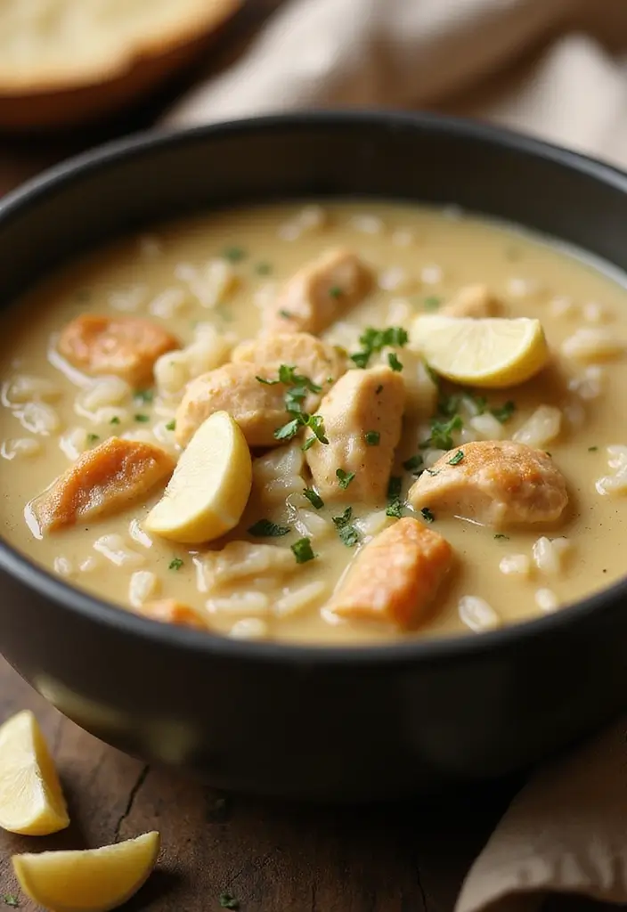 28 Creamy Chicken and Rice Soup Recipes That Are Silky & Delicious - 9. Creamy Garlic Chicken and Rice Soup