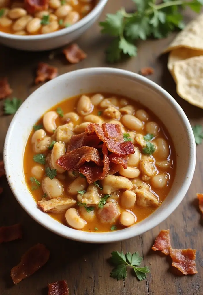 28 Creamy & Filling White Bean Chicken Chili Recipes 26 28 Creamy & Filling White Bean Chicken Chili Recipes - 25. White Bean Chicken Chili with Bacon