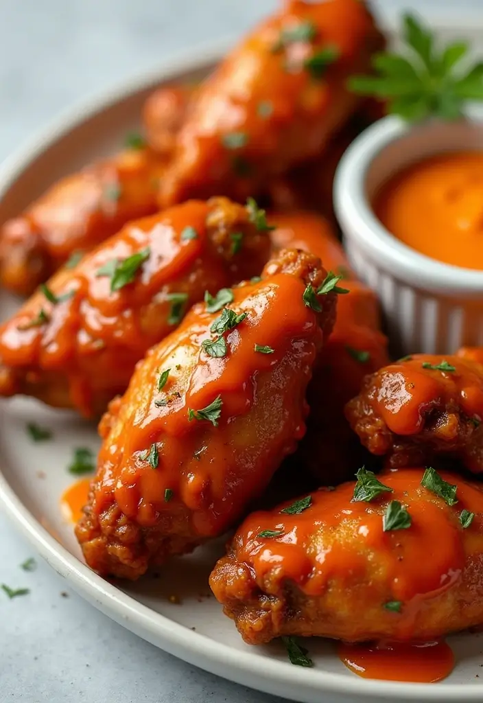 28 Garlic Parmesan Chicken Wings Recipes That Are Crispy & Bold - 11. Garlic Parmesan Wings with Buffalo Sauce