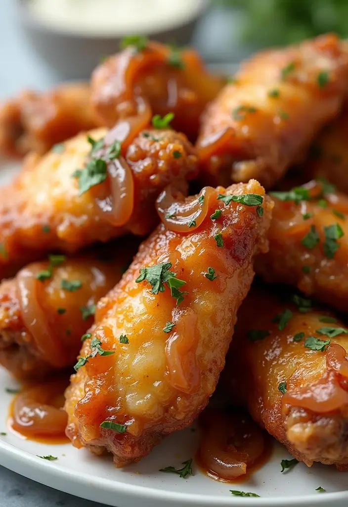 28 Garlic Parmesan Chicken Wings Recipes That Are Crispy & Bold - 21. Garlic Parmesan Wings with Caramelized Onions
