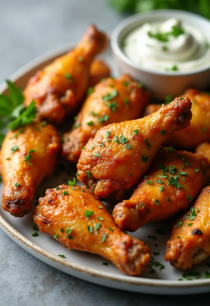 28 Garlic Parmesan Chicken Wings Recipes That Are Crispy & Bold - 27. Garlic Parmesan Wings with Creamy Blue Cheese Dip