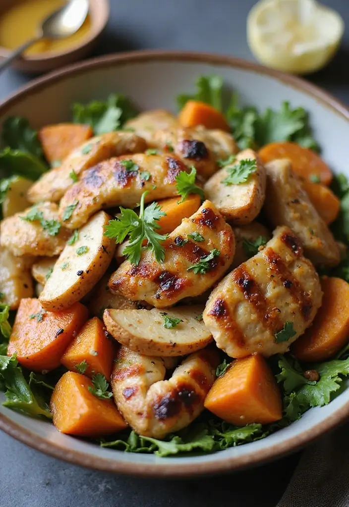 28 Hot Honey Chicken Salad Recipes That Are Sweet with a Kick - 21. Hot Honey Chicken Salad with Roasted Sweet Potatoes