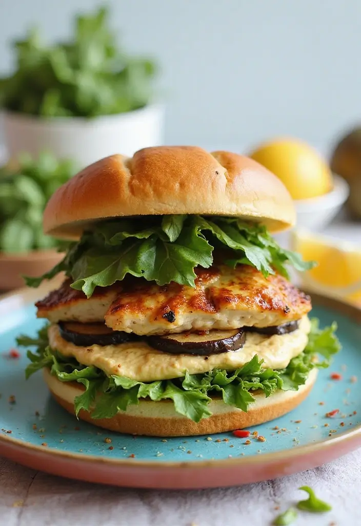29 Baked Chicken Sandwich Recipes That Are Crispy & Filling - 18. Eggplant and Baked Chicken Sandwich